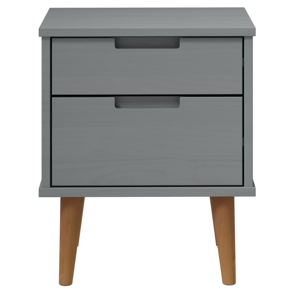 vidaXL Κομοδίνο MOLDE Γκρι 40 x 35 x 48 εκ. από Μασίφ Ξύλο Πεύκου