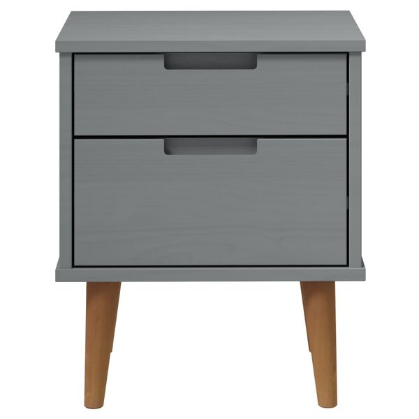 vidaXL Κομοδίνο MOLDE Γκρι 40 x 35 x 48 εκ. από Μασίφ Ξύλο Πεύκου