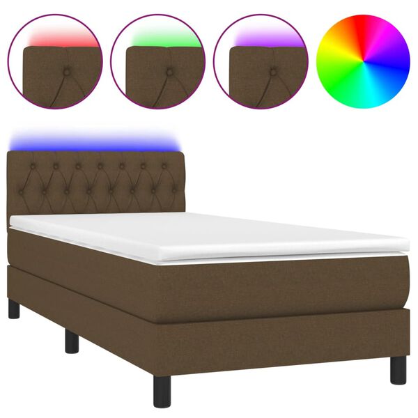 vidaXL &Kappa;&rho;&epsilon;&beta;ά&tau;&iota; Boxspring &mu;&epsilon; &Sigma;&tau;&rho;ώ&mu;&alpha; & LED &Sigma;&kappa;.&Kappa;&alpha;&phi;έ 90x190 &epsilon;&kappa;. &Upsilon;&phi;&alpha;&sigma;&mu;ά&tau;&iota;&nu;&omicron;