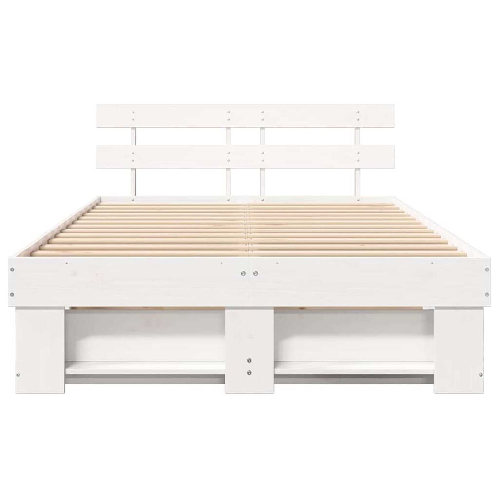 vidaXL Σκελετός Κρεβατιού Λευκό 140 x 190 cm Μασίφ ξύλο πεύκου