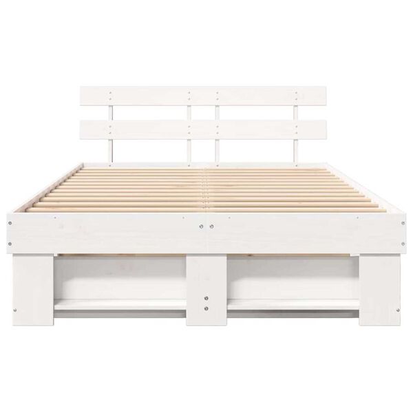vidaXL Σκελετός Κρεβατιού Λευκό 140 x 190 cm Μασίφ ξύλο πεύκου