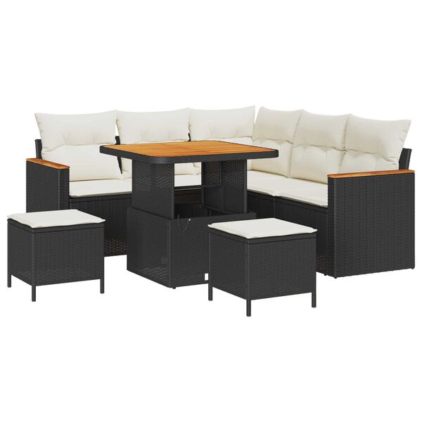 vidaXL Σετ Καναπέ Κήπου με μαξιλάρι 8 pcs Μαύρο Πολυ ράταν