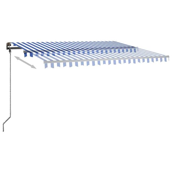 vidaXL Τέντα Συρόμενη Χειροκίνητη με LED Μπλε / Λευκό 450 x 300 εκ.