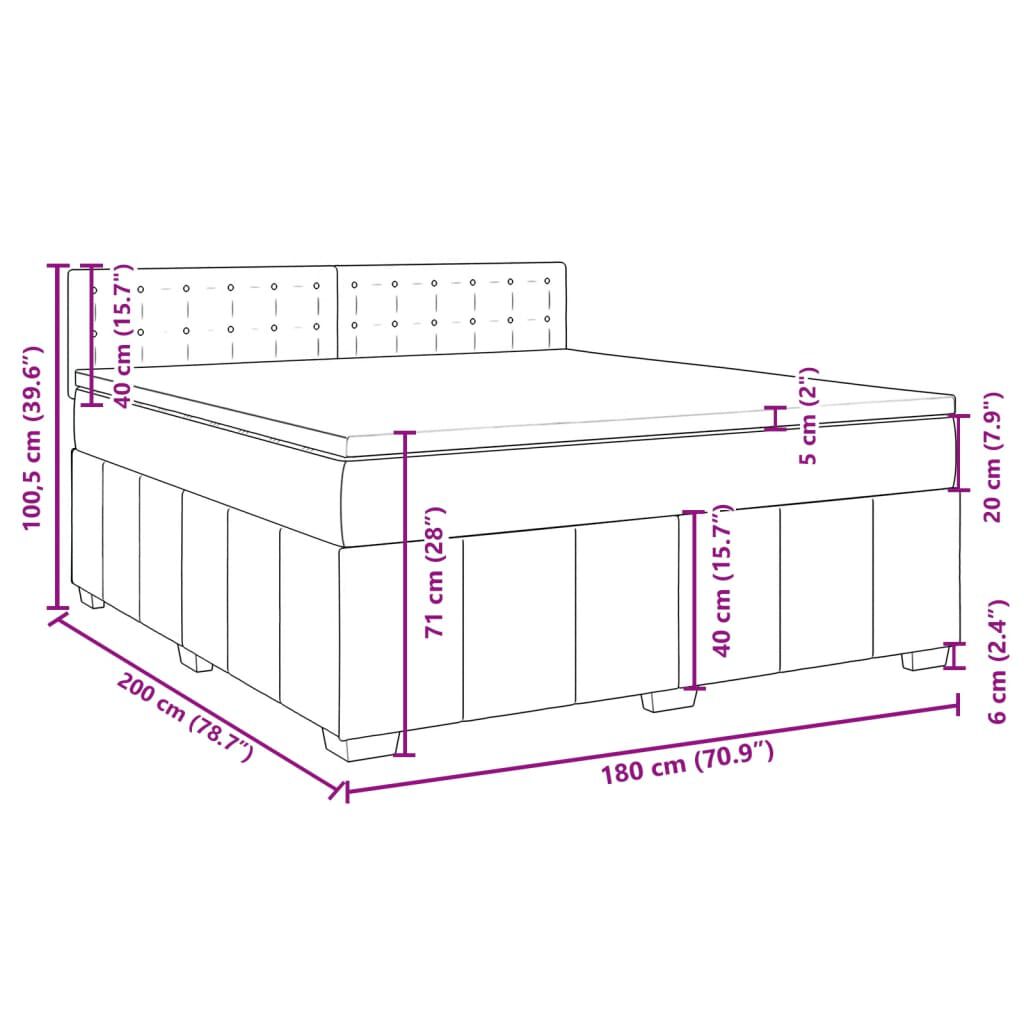 vidaXL Κρεβάτι Boxspring με Στρώμα Μπλε 180x200 εκ. Υφασμάτινο