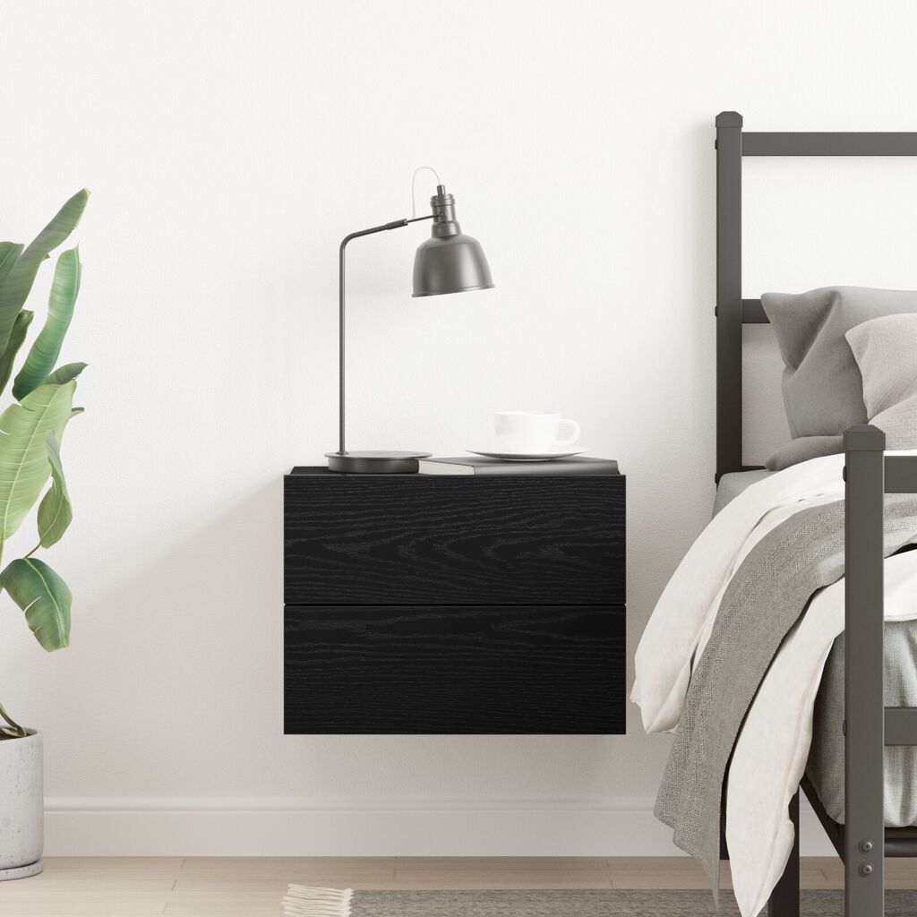 vidaXL Κομοδίνο Μαύρο Δρύς 40x30x30 εκ Επεξεργασμένο Ξύλο