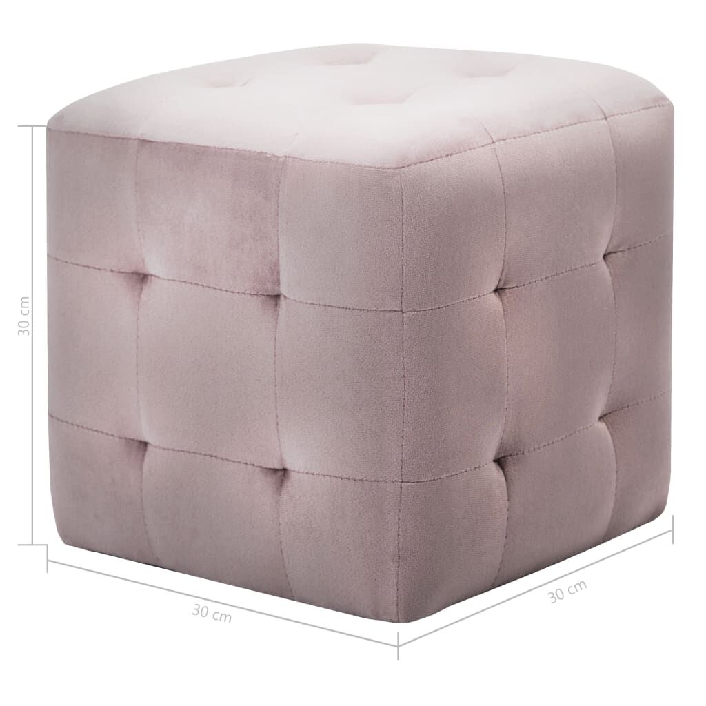 vidaXL Κομοδίνα/Σκαμπό 2 τεμ. Ροζ 30x30x30 εκ. από Βελούδινο Ύφασμα