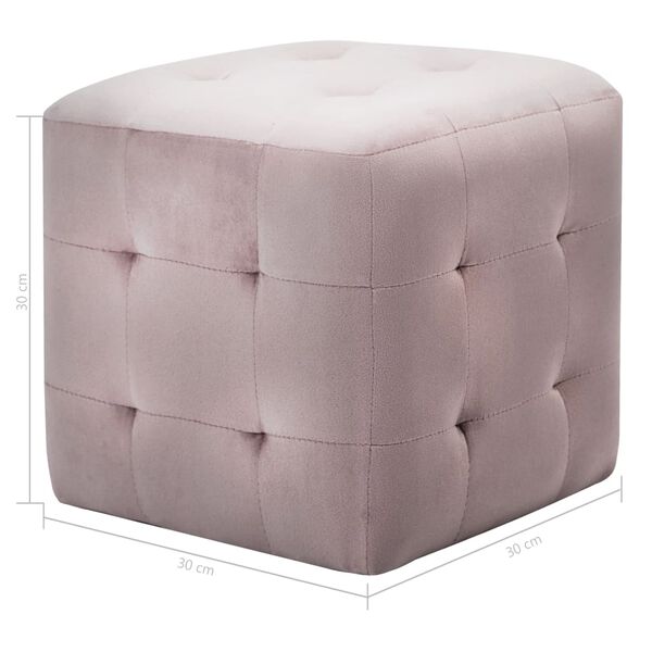 vidaXL Κομοδίνα/Σκαμπό 2 τεμ. Ροζ 30x30x30 εκ. από Βελούδινο Ύφασμα