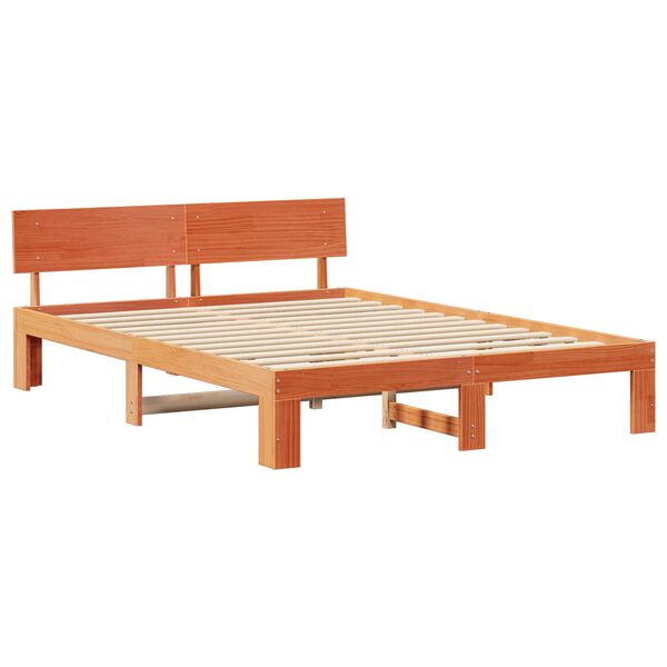 vidaXL Σκελετός Κρεβατιού Καφέ 150 x 200 cm Μασίφ ξύλο πεύκου