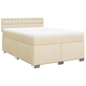 vidaXL &Kappa;&rho;&epsilon;&beta;ά&tau;&iota; Boxspring &mu;&epsilon; &Sigma;&tau;&rho;ώ&mu;&alpha; &Kappa;&rho;&epsilon;&mu; 140x190 &epsilon;&kappa;. &Upsilon;&phi;&alpha;&sigma;&mu;ά&tau;&iota;&nu;&omicron;