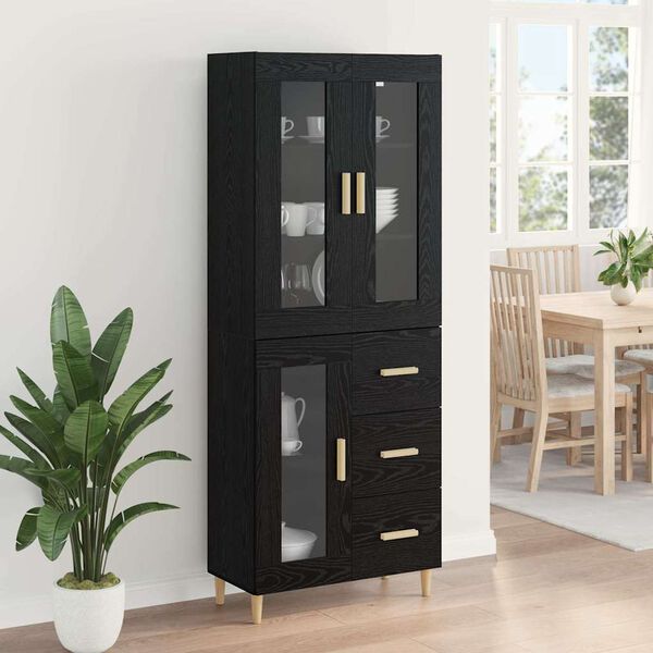 vidaXL Highboard &Mu;&alpha;ύ&rho;&eta; &Omicron;&xi;&upsilon;ά 69,5 x 34 x 180 &epsilon;&kappa;. &Epsilon;&pi;&epsilon;&xi;&epsilon;&rho;&gamma;&alpha;&sigma;&mu;έ&nu;&omicron; &xi;ύ&lambda;&omicron;