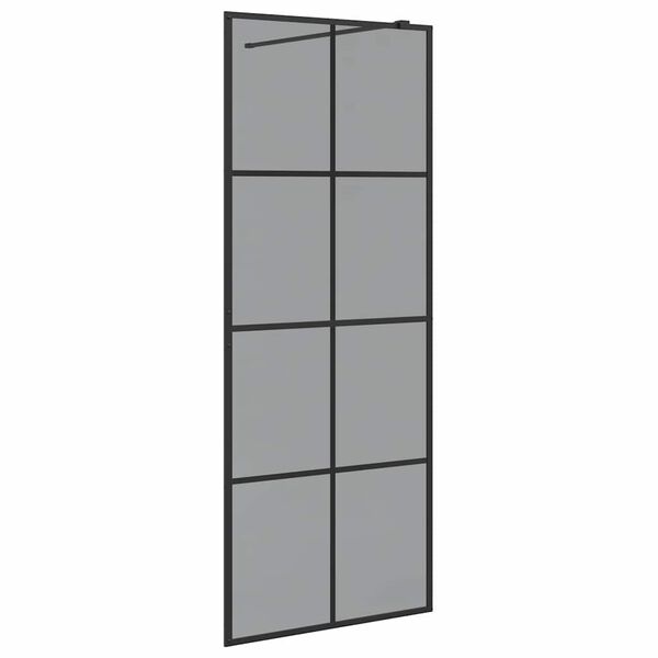 vidaXL Τοίχος Ντους Walk-in Μαύρο 80 x 195 cm σκληρυμένο γυαλί