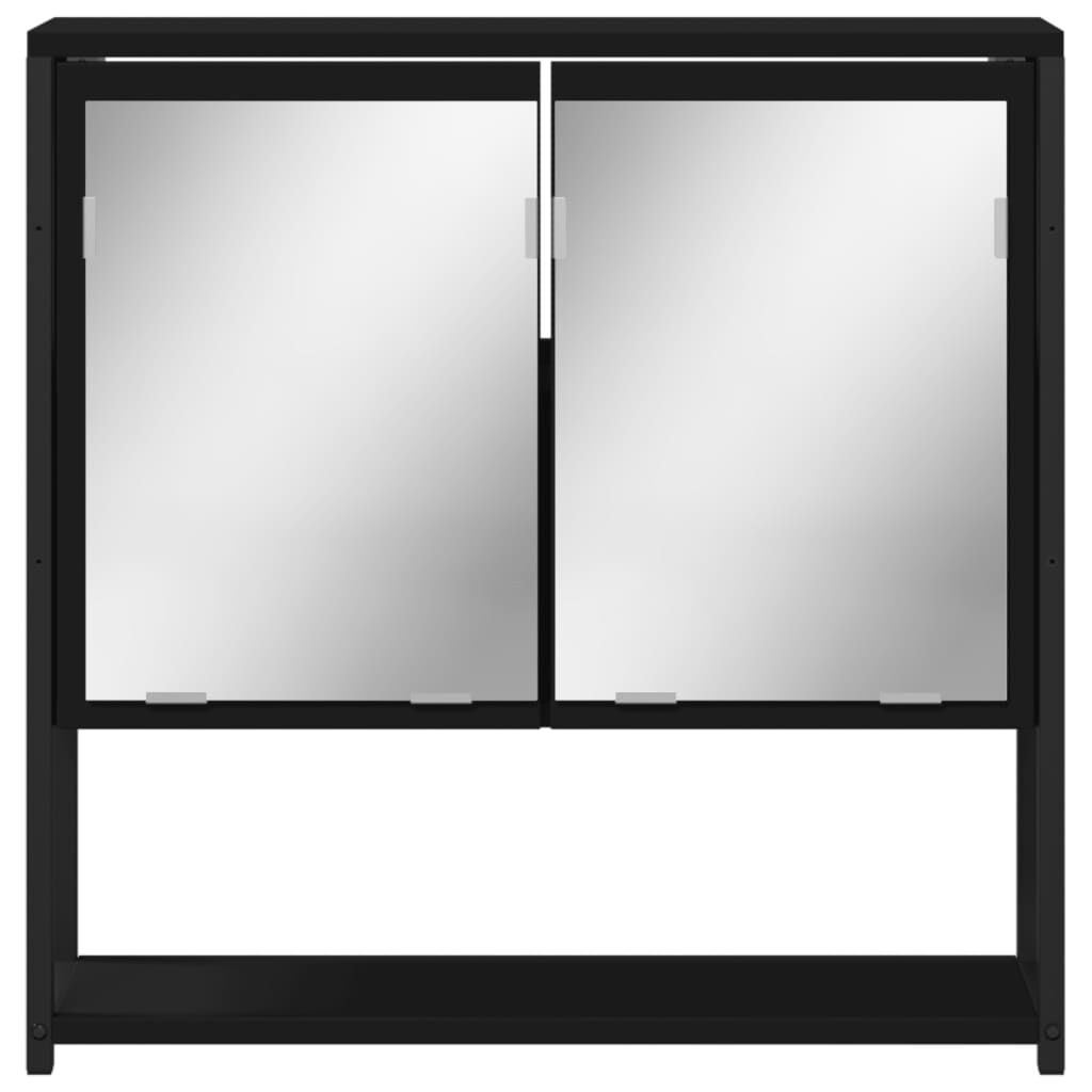 vidaXL Καθρέφτης Μπάνιου με Ντουλάπι Μαύρος 60x16x60 εκ. Επεξ. Ξύλο