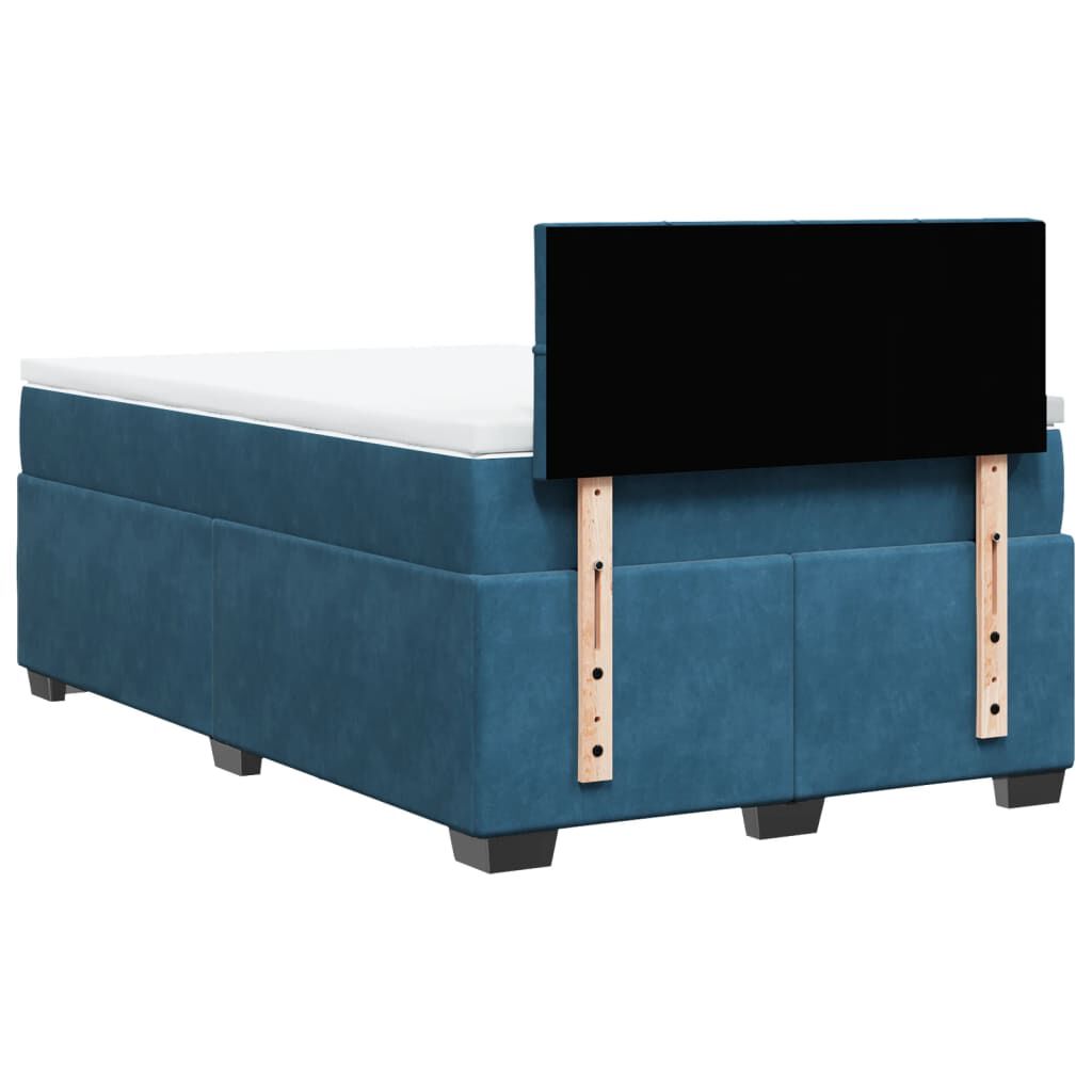 vidaXL Κρεβάτι Boxspring με Στρώμα Μπλε 120x200 εκ. Βελούδινο