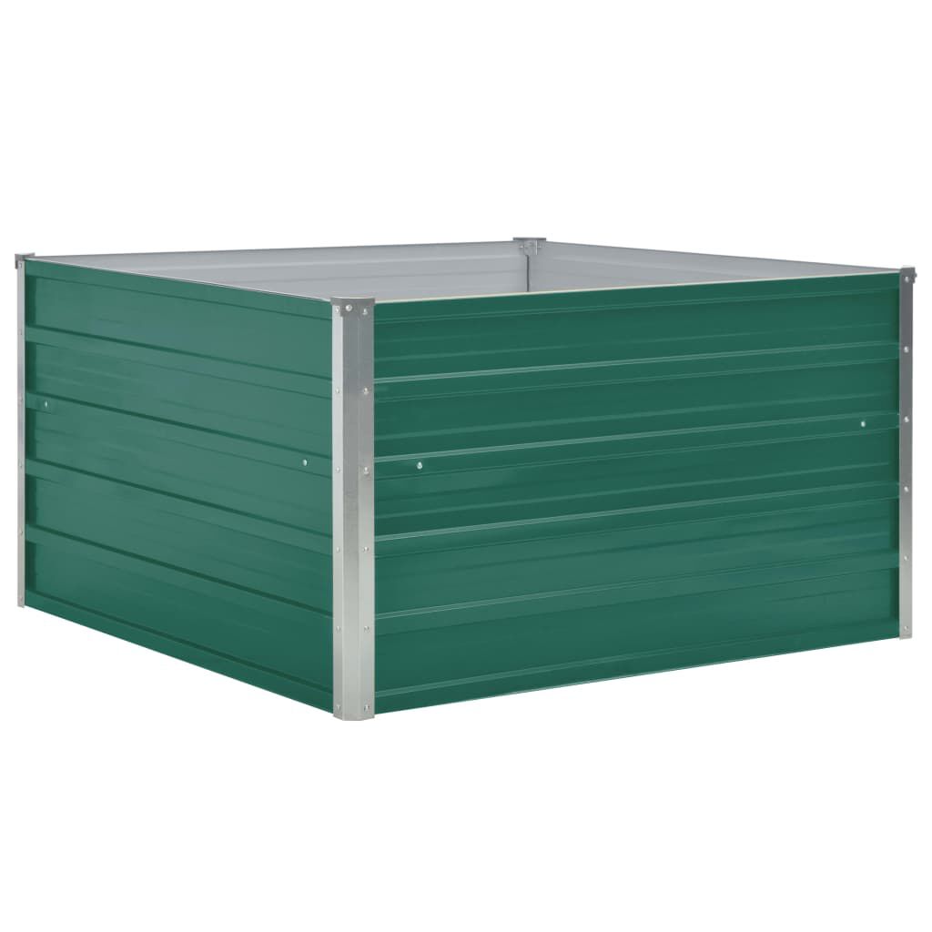 vidaXL Ζαρντινιέρα Ψηλή Πράσινη 100x100x45 εκ. Γαλβανισμένος Χάλυβας