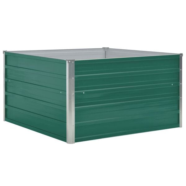 vidaXL Ζαρντινιέρα Ψηλή Πράσινη 100x100x45 εκ. Γαλβανισμένος Χάλυβας