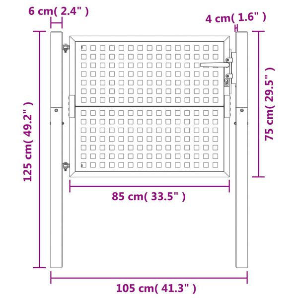 vidaXL Πύλη Κήπου Ανθρακί 105 x 125 εκ. Ατσάλινη