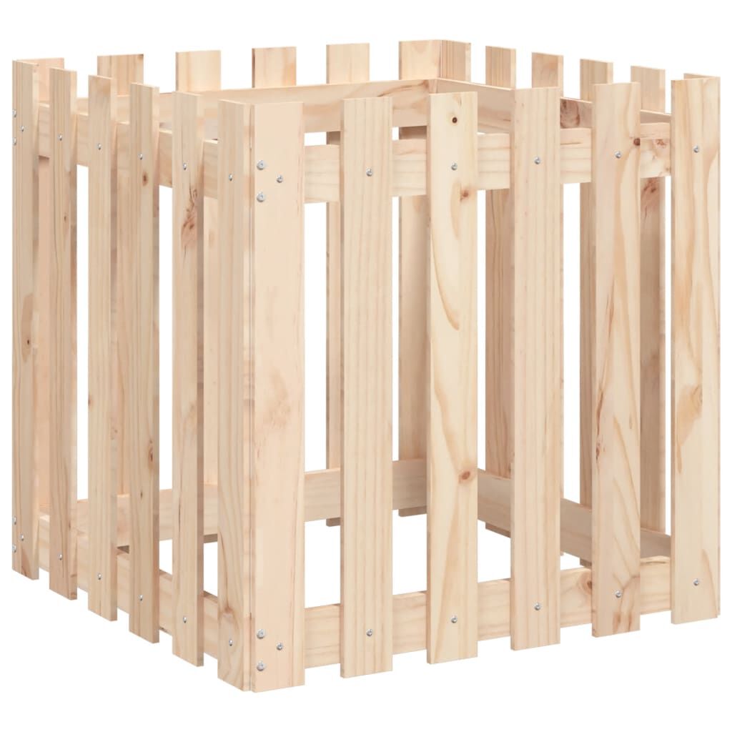 vidaXL Ζαρντινιέρα με Σχέδιο Φράχτη 60 x 60 x 60 εκ. Μασίφ Ξύλο Πεύκου