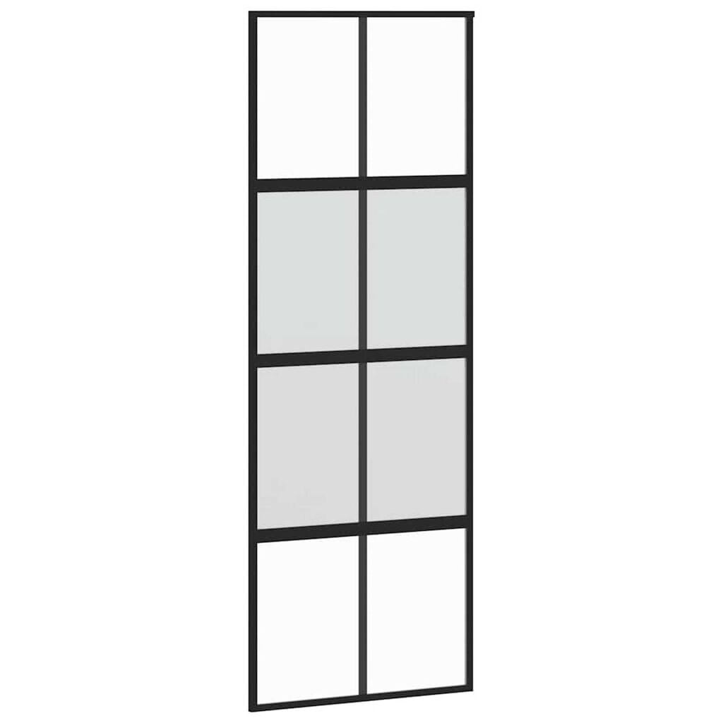 vidaXL Συρόμενη πόρτα με σετ υλικού 76x205 cm από γυαλί&Αλουμίνιο