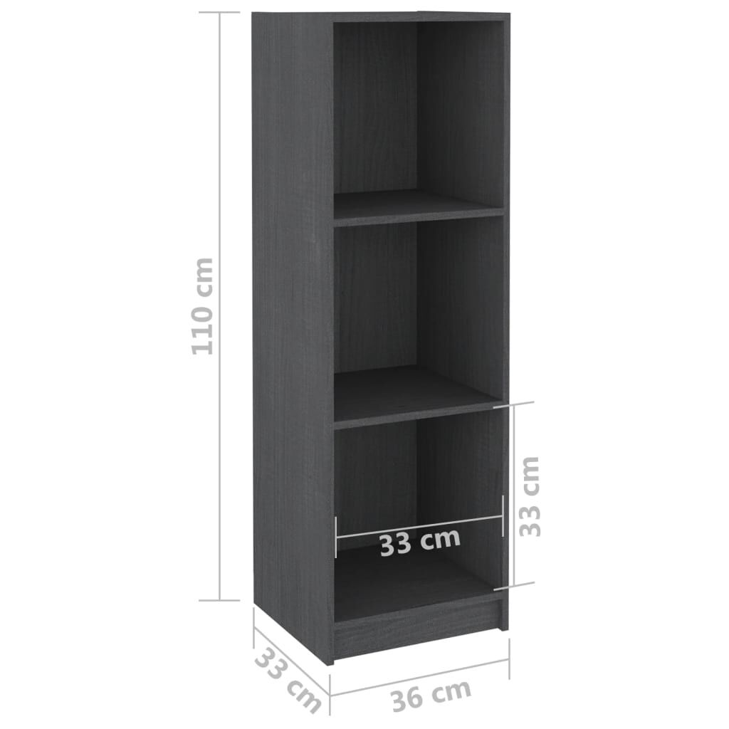 vidaXL Βιβλιοθήκη/Διαχωρ. Χώρου Γκρι 36x33x110 εκ. Μασίφ Ξύλο Πεύκου