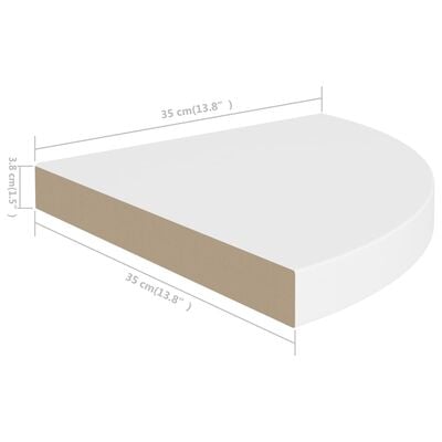 vidaXL Ράφια Τοίχου Γωνιακά 2 τεμ. Άσπρα 35x35x3,8 εκ. MDF