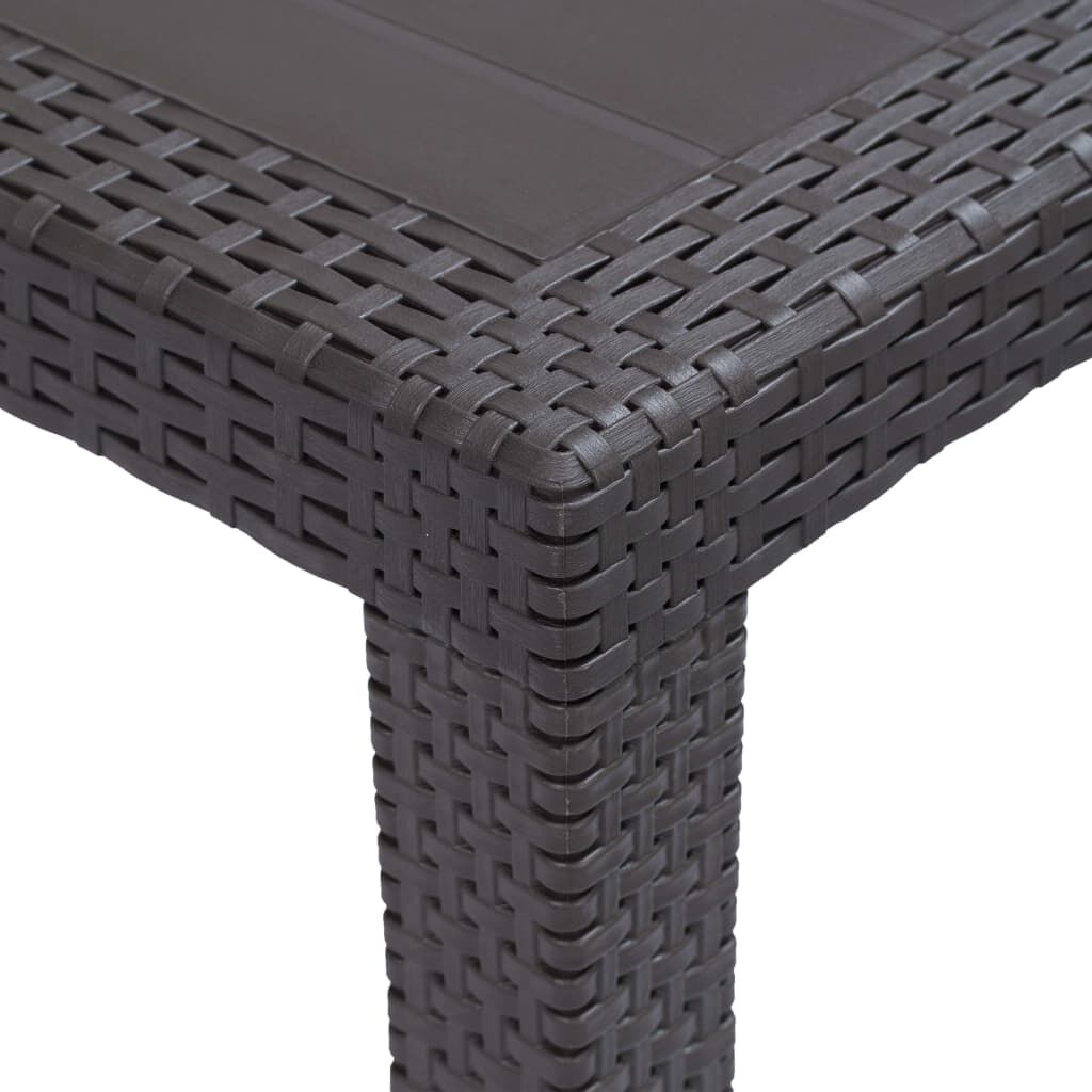 vidaXL Τραπέζι Κήπου Καφέ με Εμφάνιση Ρατάν 150x90x72 εκ. Πλαστικό