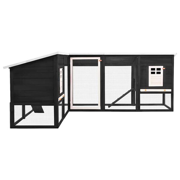 vidaXL Κλουβί Κουνελιών Εξωτ. Χώρου με Προαύλιο Γκρι/Λευκό Ξύλο Ελάτης