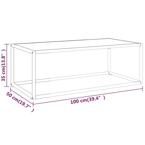 vidaXL Τραπεζάκι Σαλονιού Μαύρο 100x50x35 εκ. Λευκό Γυαλί Όψη Μαρμάρου