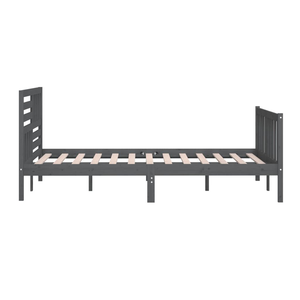 vidaXL Πλαίσιο Κρεβατιού Γκρι 150 x 200 εκ. Μασίφ Ξύλο King Size
