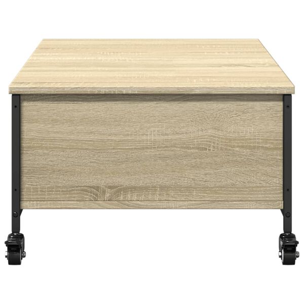 vidaXL Τραπεζάκι Σαλονιού Ροδάκια Sonoma Δρυς 91x55x34 εκ. Επεξ. Ξύλο