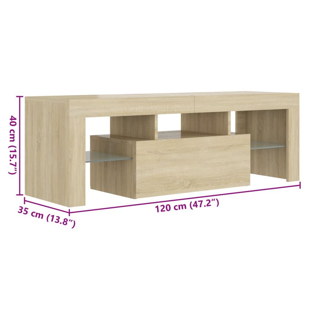 vidaXL Έπιπλο Τηλεόρασης με LED Sonoma Δρυς 120x35x40 εκ.