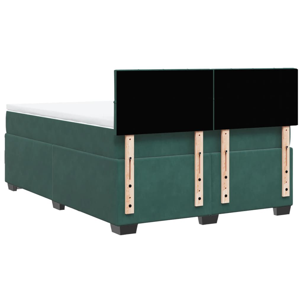 vidaXL Κρεβάτι Boxspring με Στρώμα Σκούρο Πράσινο 140x190εκ. Βελούδινο