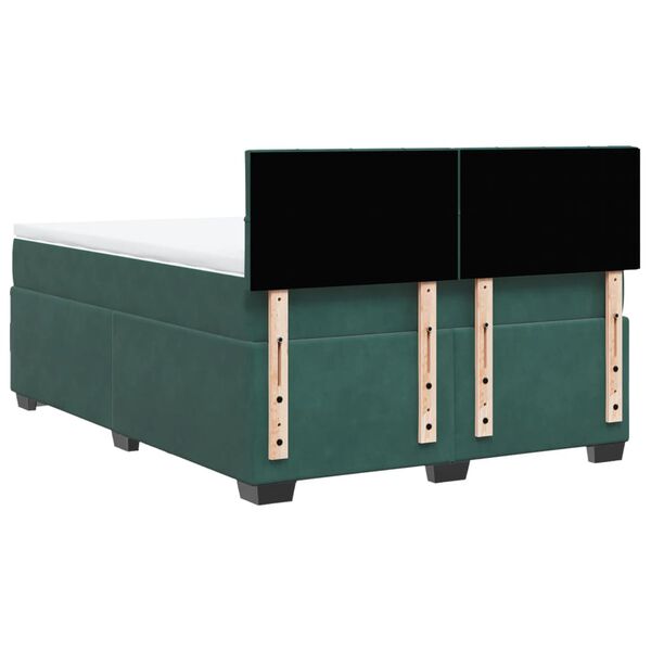 vidaXL Κρεβάτι Boxspring με Στρώμα Σκούρο Πράσινο 140x190εκ. Βελούδινο