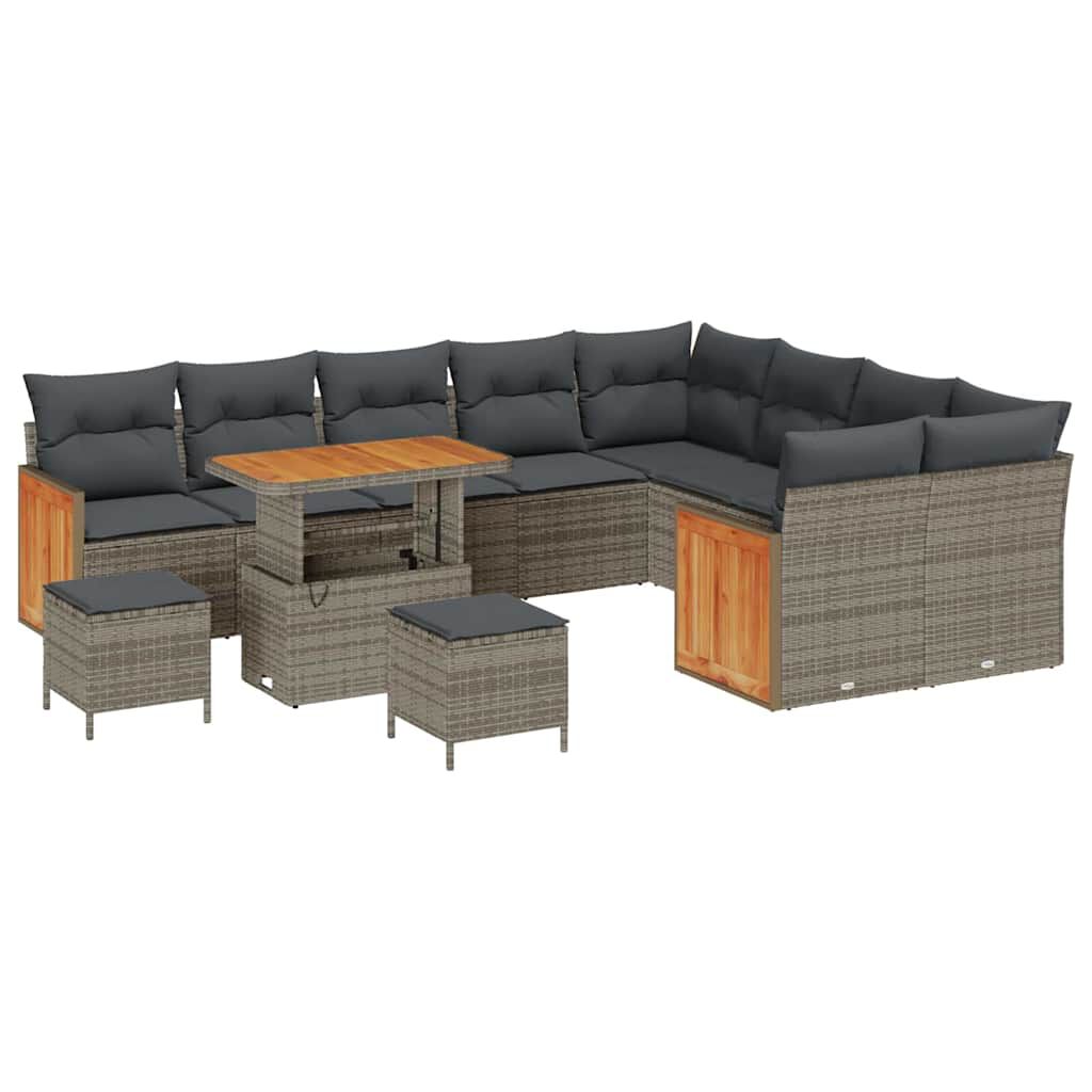 vidaXL Σετ Καναπέ Κήπου με μαξιλάρι 12 pcs Γκρι 90 x 55 x 71 cm