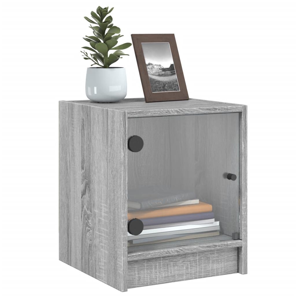 vidaXL Κομοδίνο Γκρι Sonoma 35x37x42 εκ. με Γυάλινη Πόρτα