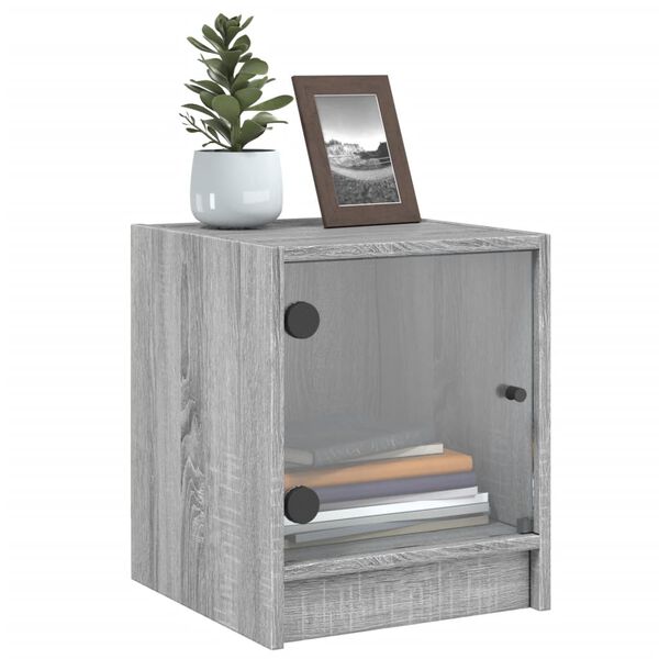 vidaXL Κομοδίνο Γκρι Sonoma 35x37x42 εκ. με Γυάλινη Πόρτα