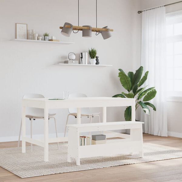 vidaXL Παγκάκι Χολ Λευκό 100 x 28 x 45 εκ. από Μασίφ Ξύλο Πεύκου