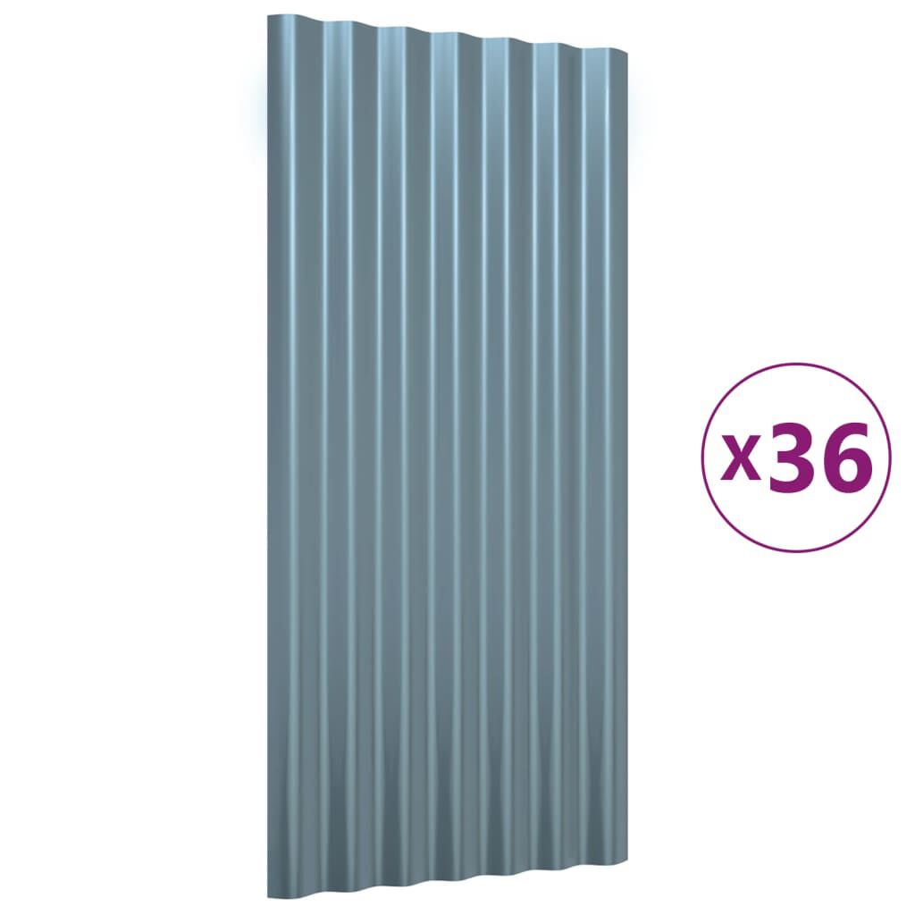 vidaXL Πάνελ Οροφής 36 τεμ. Γκρι 80 x 36 εκ. Ατσάλινα με Ηλεκτρ. Βαφή
