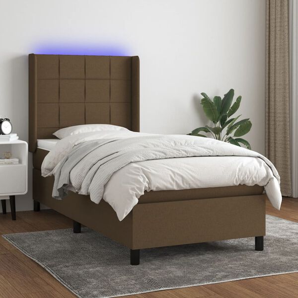 vidaXL &Kappa;&rho;&epsilon;&beta;ά&tau;&iota; Boxspring &mu;&epsilon; &Sigma;&tau;&rho;ώ&mu;&alpha; & LED &Sigma;&kappa;.&Kappa;&alpha;&phi;έ 90x190 &epsilon;&kappa;. &Upsilon;&phi;&alpha;&sigma;&mu;ά&tau;&iota;&nu;&omicron;