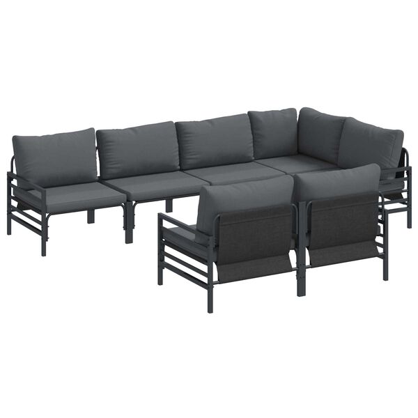 vidaXL Σετ Καναπέ Κήπου με μαξιλάρι με μαξιλάρι 7 pcs Ανθρακί 320 x 160 x 71 εκ