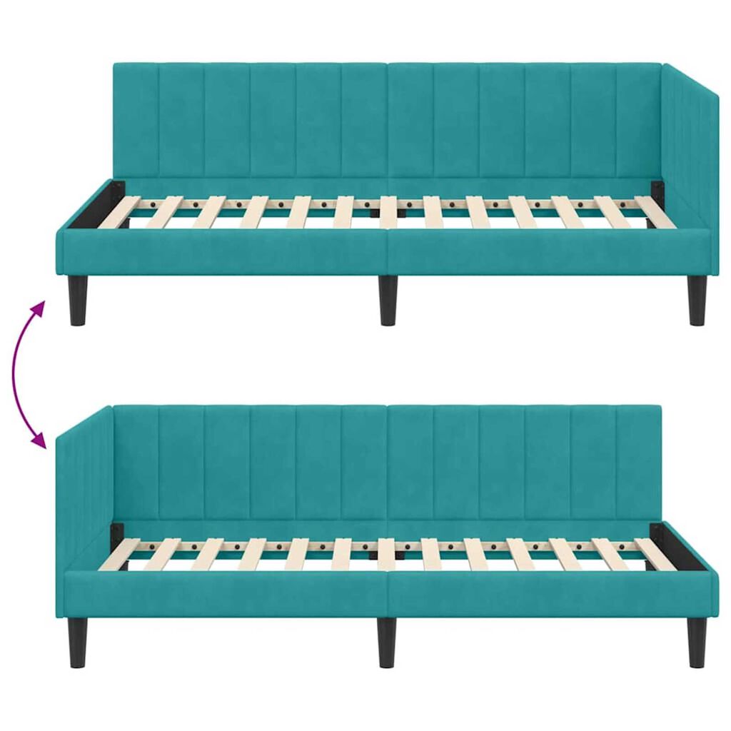 vidaXL Κρεβάτι Γωνίας με κεφαλάρι Τιρκουάζ 90 x 200 cm Βελούδο