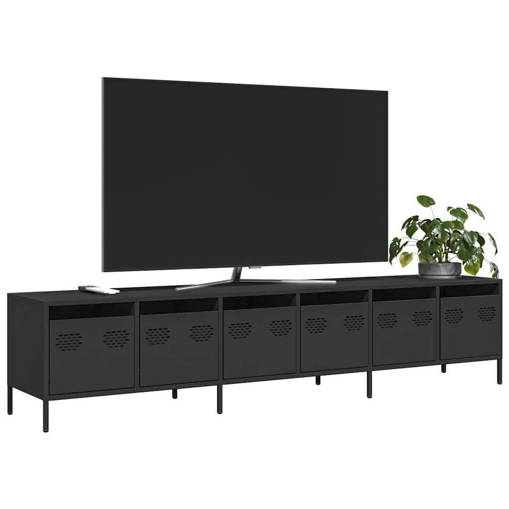 vidaXL Έπιπλο Τηλεόρασης Μαύρο 202x39x43,5 εκ. Χάλυβας Ψυχρής Έλασης