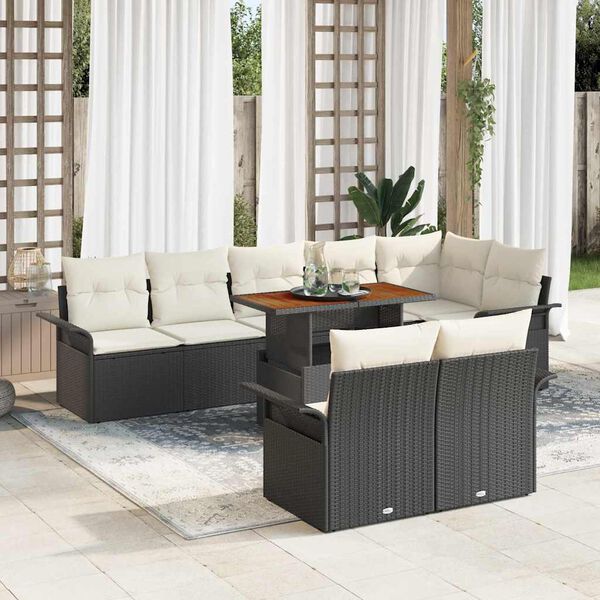 vidaXL Σετ Καναπέ Κήπου με αποθήκευση 9 pcs Μαύρο Πολυ ράταν
