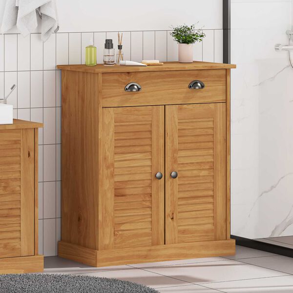 vidaXL Ντουλάπι Μπάνιου καφέ μελί 68 x 34 x 80 εκ Μασίφ ξύλο πεύκου