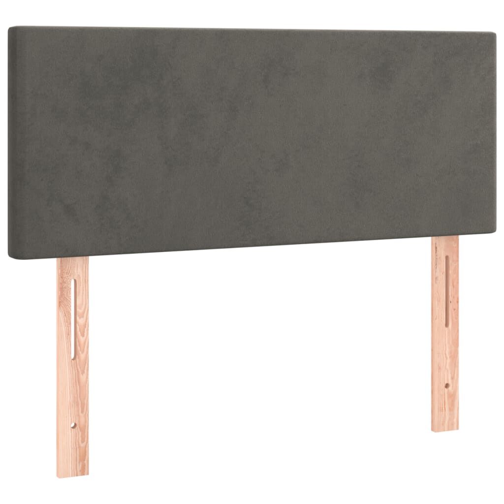 vidaXL Κρεβάτι Boxspring με Στρώμα & LED Σκ. Γκρι 90x190 εκ. Βελούδινο