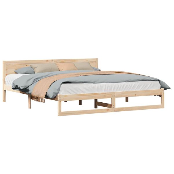 vidaXL Σκελετός Κρεβατιού Καφέ 200 x 200 cm Μασίφ ξύλο πεύκου