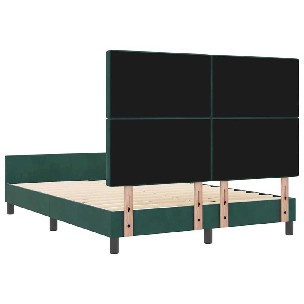 vidaXL Σκελετός Κρεβατιού Σκούρο πράσινο 140 x 190 cm Βελούδο