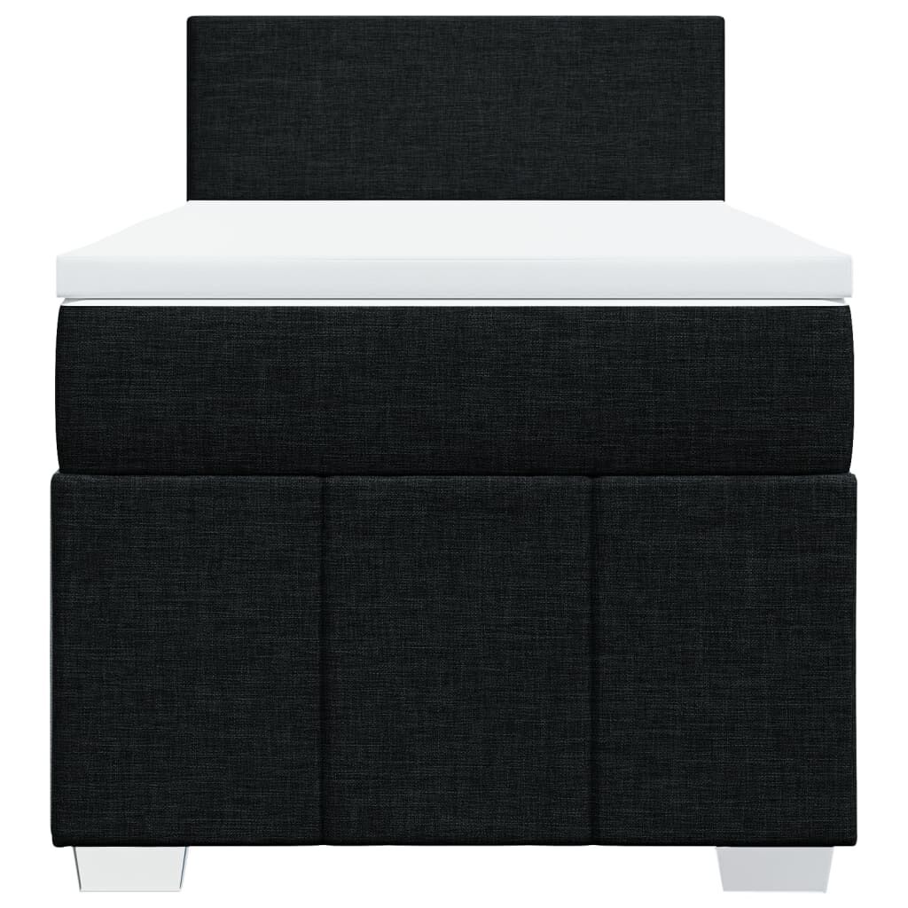 vidaXL Κρεβάτι Boxspring με Στρώμα Μαύρο 90x200 εκ. Υφασμάτινο