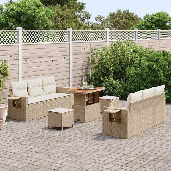 vidaXL Σετ Καναπέ Κήπου 9 pcs μπεζ και κρεμ 90 x 55 x 71 cm