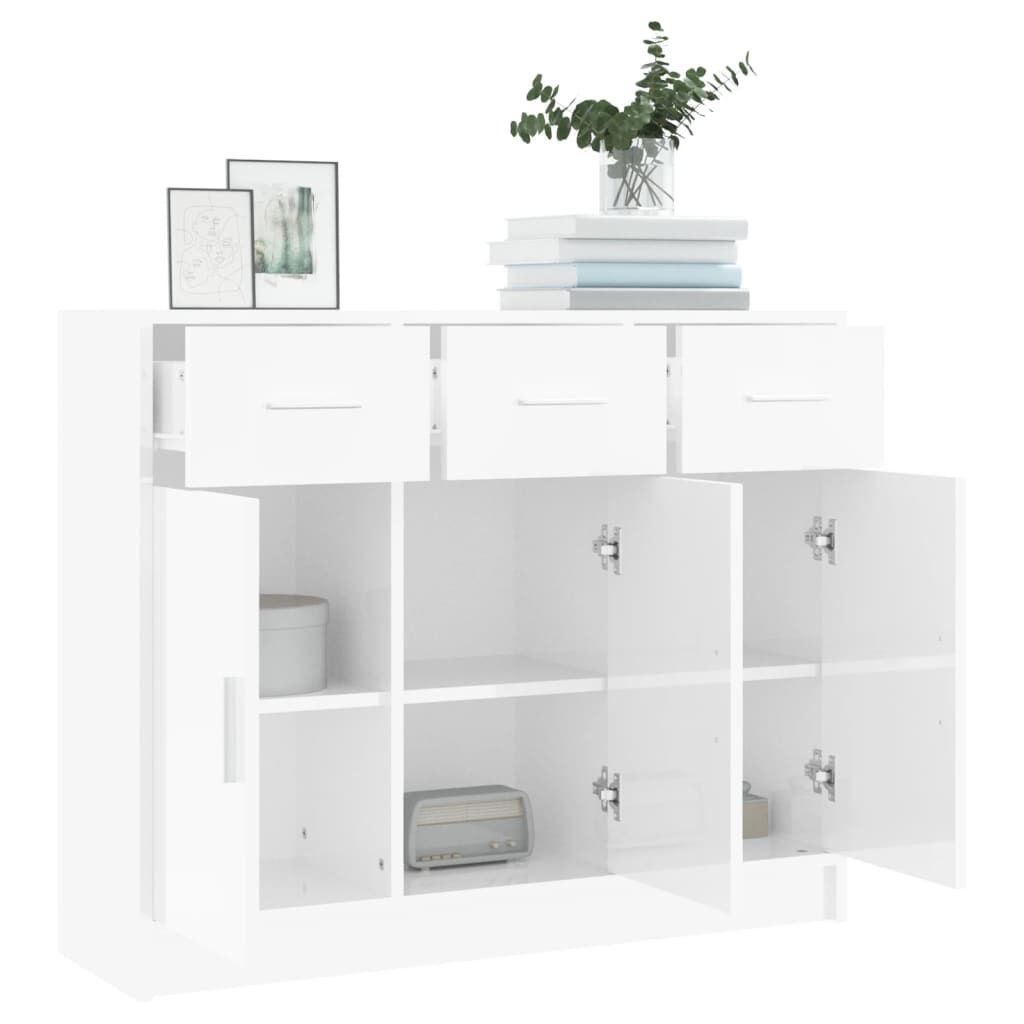 vidaXL Ντουλάπι Γυαλιστερό Λευκό 91x28x75 εκ. από Επεξεργασμένο Ξύλο