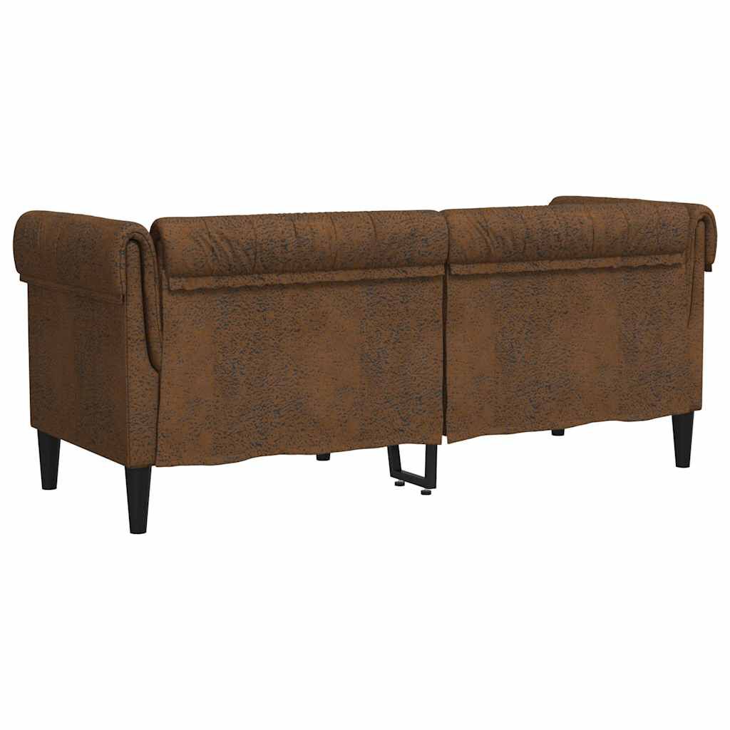 vidaXL Καναπές Διθέσιος Chesterfield Καφέ Υφασμάτινος